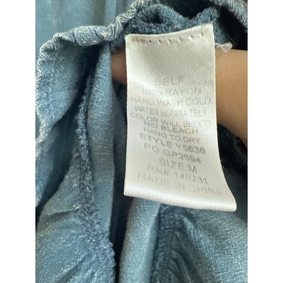 Kori Charbray Blue with White Tie Dye Design Off Shoulder Tank Blouse - Picture 4 of 6